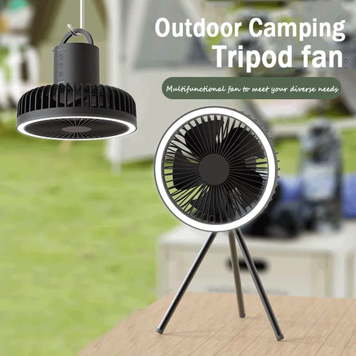 Portable Outdoor Camping Fan Light Solar LED Tent Emergency Light Rechargeable with Button Switch Type-C Rechargeable