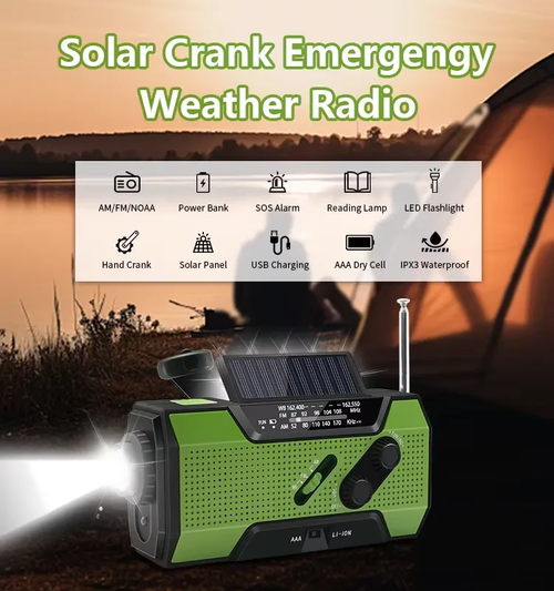 Emergency lights are constantly electric, hand-cranked solar mobile phones, life-saving charging, radio listening to news,