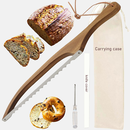 Personalized Bread Bow Knife Wooden Slicer for Baguette and Toast