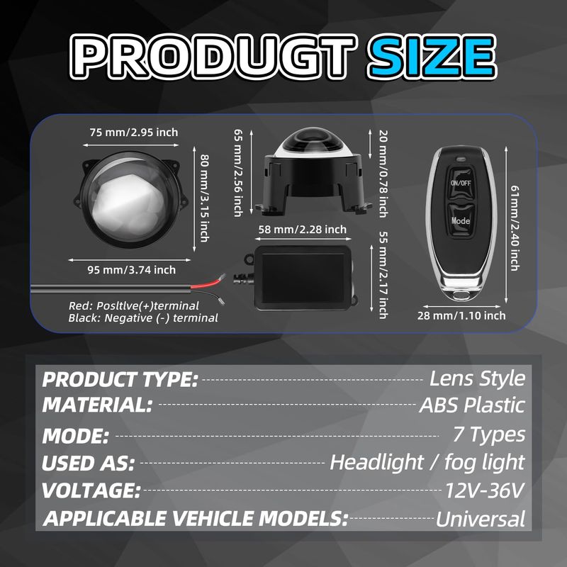 🔥HOT SALE🔥 COD！Demon Eye Headlights for Cars and Motorcycles, LED Dynamic Devil Eyes Light Kit with HD Lens, 6 Animated Eye Patterns, Universal 12-36V Eyeball Lights for Headlight or Fog Light