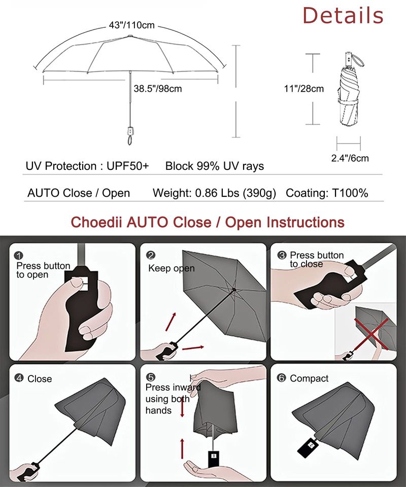 🔥HOT SALE🔥 COD！  All-Weather Umbrella: UPF 50+ Portable Travel Sunshade, Automatic Open&Close, Windproof and Waterproof, Foldable Sun and Rain Umbrella