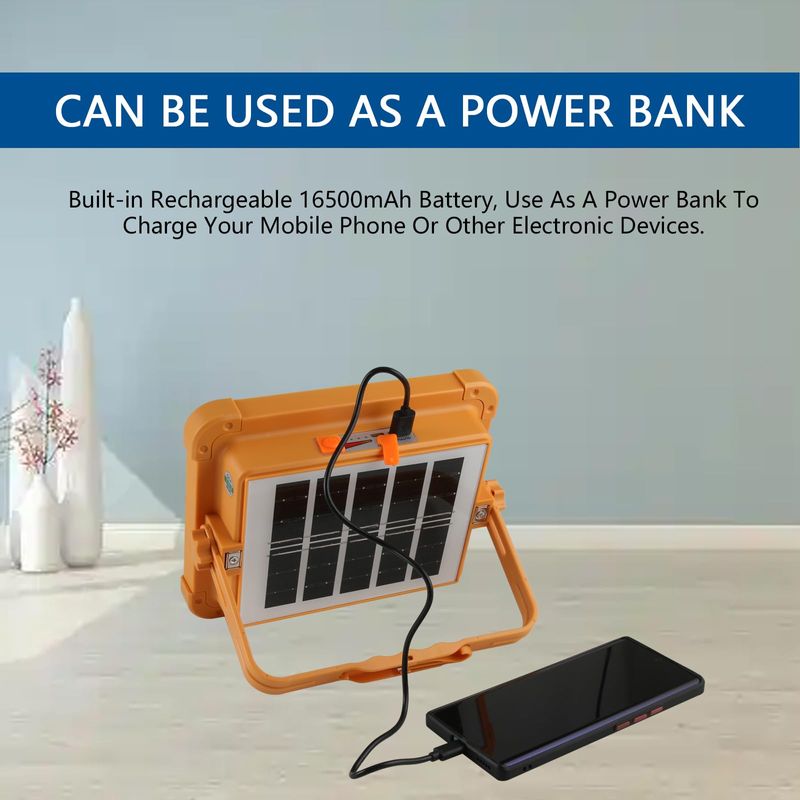 🔥HOT SALE🔥 COD！Solar Portable Rechargeable Work Light,16500mAh 120W Magnetic Flood Battery Work Light Outedoor LED Camping Lights Waterproof for Job Site Repair,Camping, Hiking, Emergency