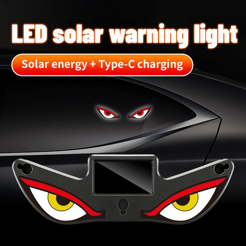 🔥Hot Seller🔥 COD！Solar Powered Type C Charging, Wireless, Universal Car LED Warning Light with Decorative Dynamic Eye Shaped Ambient Lighting