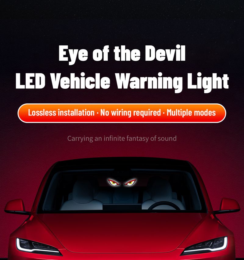 🔥Hot Seller🔥 COD！Solar Powered Type C Charging, Wireless, Universal Car LED Warning Light with Decorative Dynamic Eye Shaped Ambient Lighting