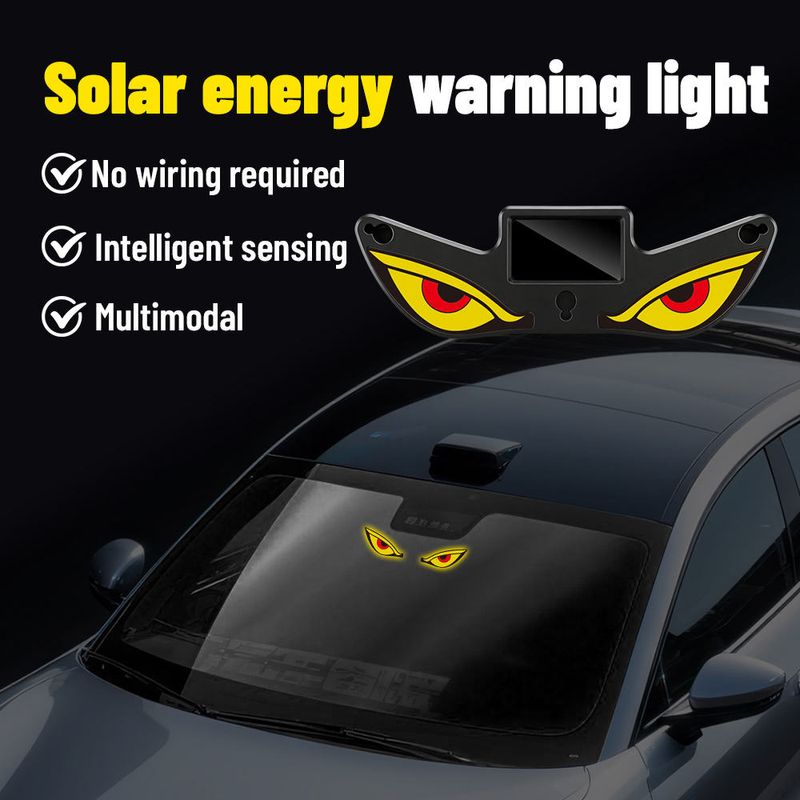 🔥Hot Seller🔥 COD！Solar Powered Type C Charging, Wireless, Universal Car LED Warning Light with Decorative Dynamic Eye Shaped Ambient Lighting