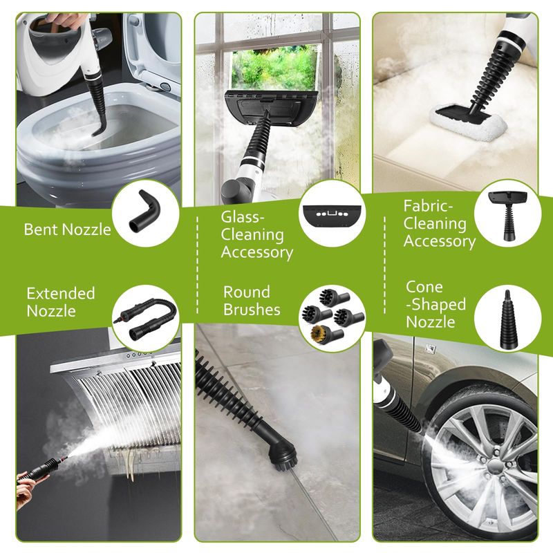 🔥Hot Seller🔥 COD！Pressurized Handheld Multi-Surface Natural Steam Cleaner with 12 pcs Accessories, Multi-Purpose Steamer for Home Use, Steamer for Cleaning Floor, Upholstery, Grout and Car