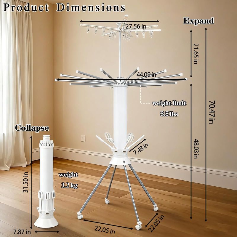🔥Hot Seller🔥 COD！Four Legged Clothes Drying Rack Octopus Laundry Drying Rack Portable and Foldable Dry Rack  360° Aluminum Garment Rack for Indoor Outdoor Courtyard