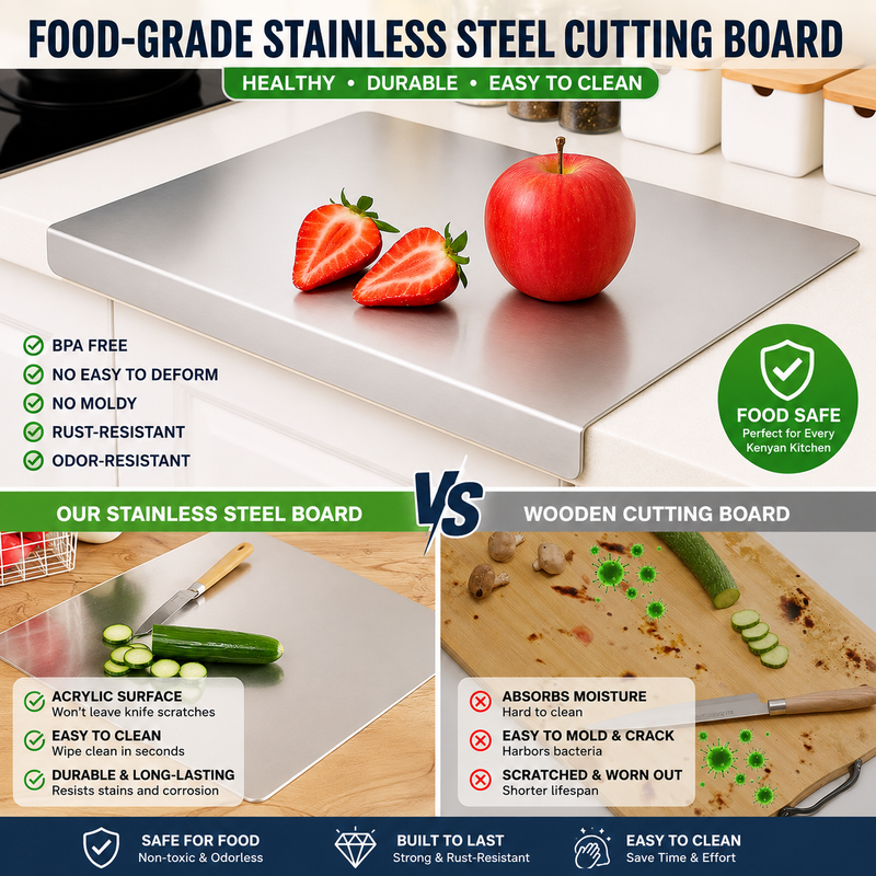 🚚 24H Shipping 💵 COD｜Portable 304 Stainless Steel Cutting Board For Kitchen And Dough Making