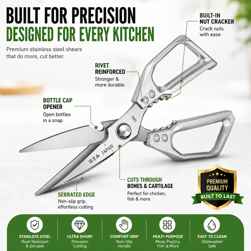 🚚 24H Shipping 💵 COD｜Multi Purpose Stainless Steel Kitchen Scissors with Bottle Opener