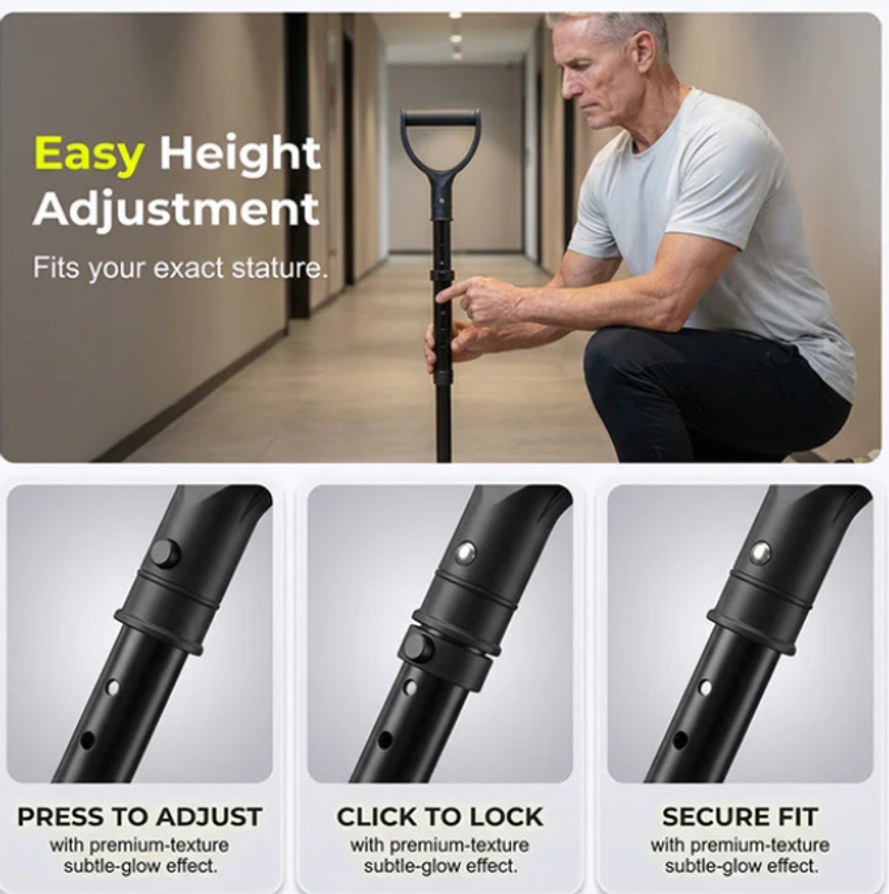 Elderly adjustable standing assist cane