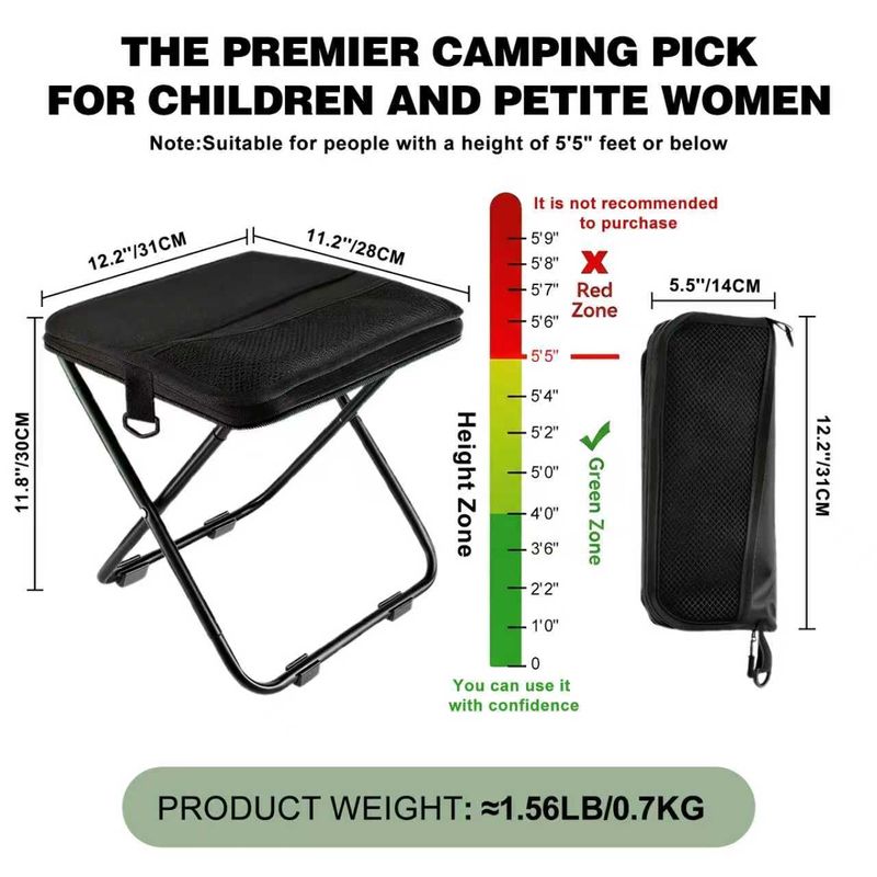 🪑 Buy 1 Get 2 Free | Portable Folding Pocket Stool with 2 Side Pockets, Compact Collapsible Backpacking Chair for Fishing Hiking Trips | COD Free Shipping