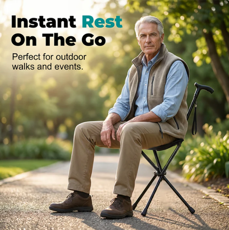 Foldable Walking Cane with Seat