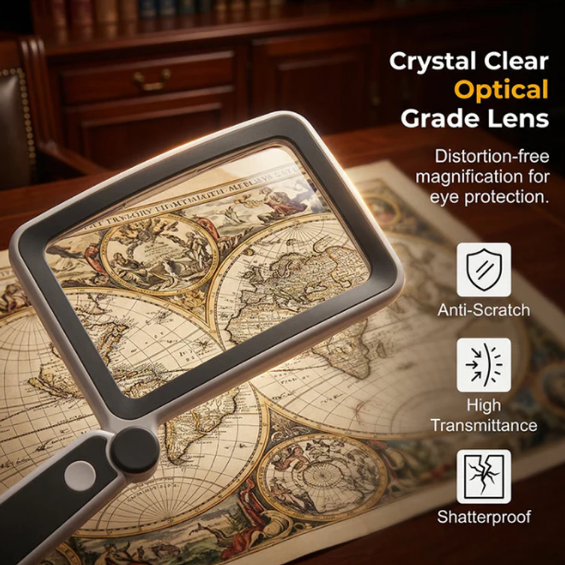 Foldable Handheld Magnifying Glass with Light, Convenient for Reading