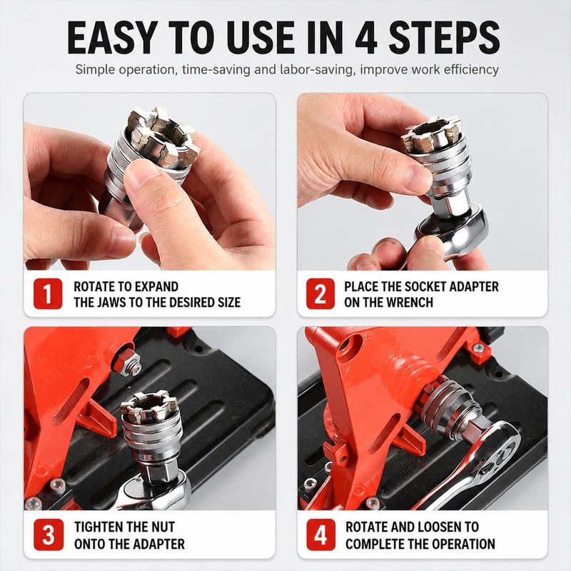 🛠️Professional Grade|Multi-Function Adjustable Universal Socket Wrench|Works with Ratchet, Torque Wrench & Power Drill for All-round Repair Maintenance|COD Free Shipping
