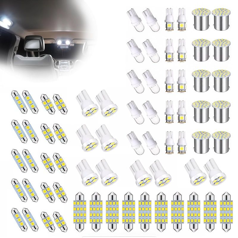 🚗Most Purchased|70PCS White Car Interior LED Bulb Kit|T10 31mm 36mm 41mm Plug and Play for Map Dome Reading License Plate Marker Lights|COD Free Shipping