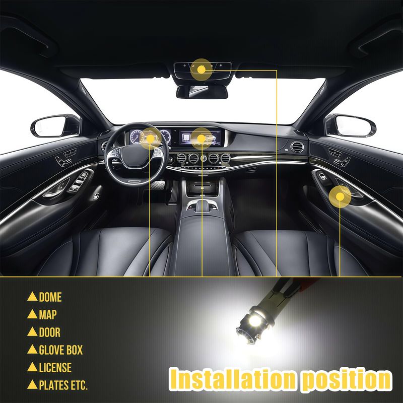 🚗Most Purchased|70PCS White Car Interior LED Bulb Kit|T10 31mm 36mm 41mm Plug and Play for Map Dome Reading License Plate Marker Lights|COD Free Shipping