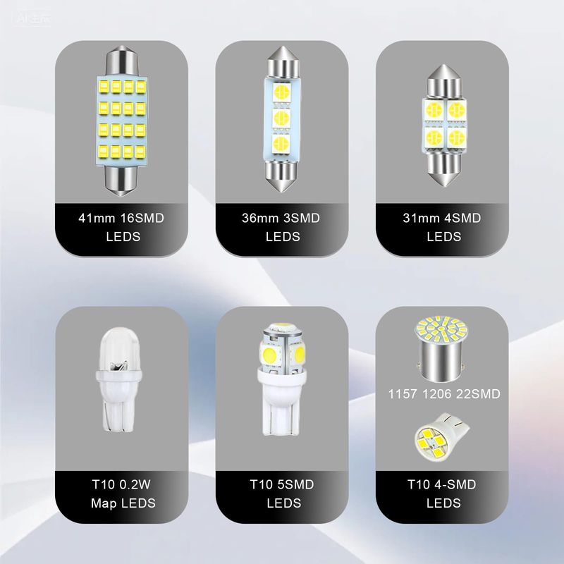 🚗Most Purchased|70PCS White Car Interior LED Bulb Kit|T10 31mm 36mm 41mm Plug and Play for Map Dome Reading License Plate Marker Lights|COD Free Shipping