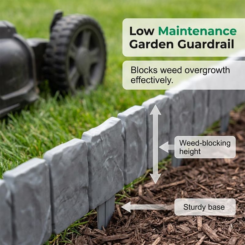 🌿New Arrival|30PCS Gray Imitation Stone Plastic Garden Edging Fence|Faux Stone Landscape Border Retaining Edging for Yard Outdoor Landscaping Decoration|COD Free Shipping