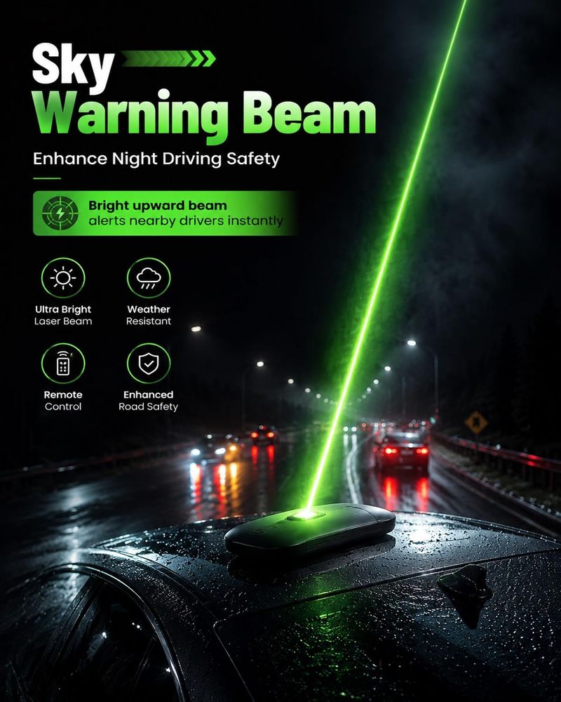 💡Trendy Pick | Wireless Remote Control Roof Laser Strobe Warning Lights 2PCS Anti Collision Emergency LED Flashing Lamp Black Exterior Car Truck Decor Light Buy 1 Get 2 COD Free Shipping