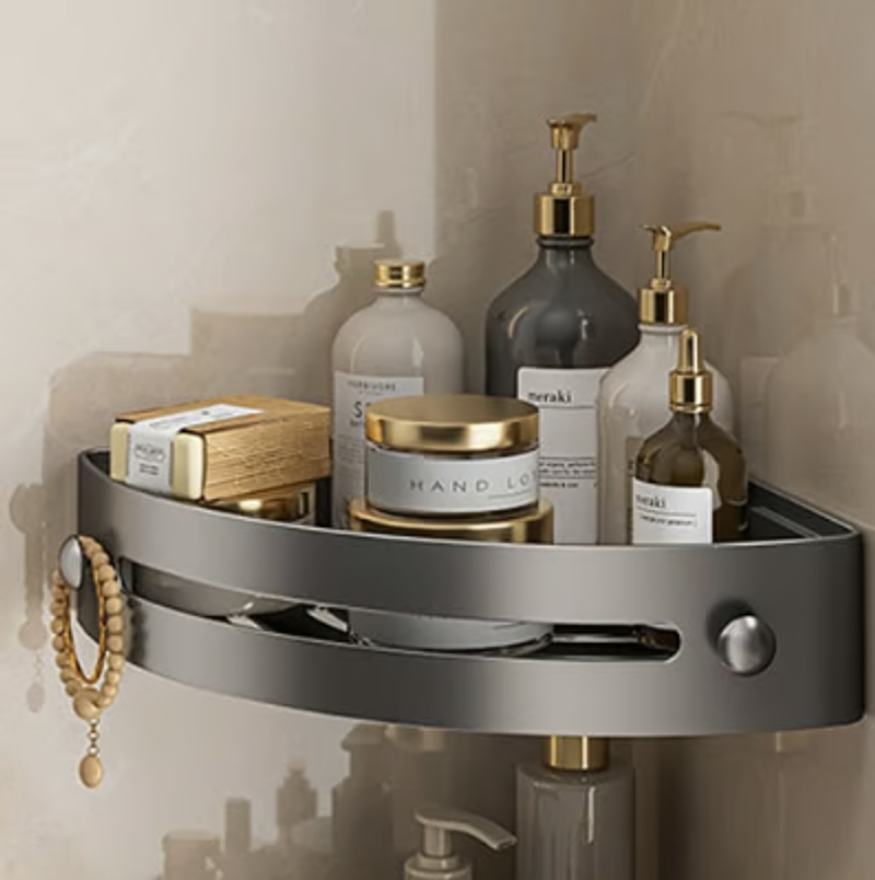 This easy-to-install, drill-free corner storage shelf completely revolutionizes bathroom organization.r Walls),CORNER SHOWER SHELF