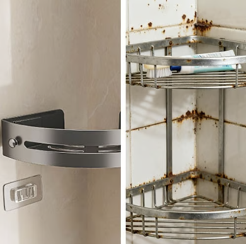 This easy-to-install, drill-free corner storage shelf completely revolutionizes bathroom organization.r Walls),CORNER SHOWER SHELF