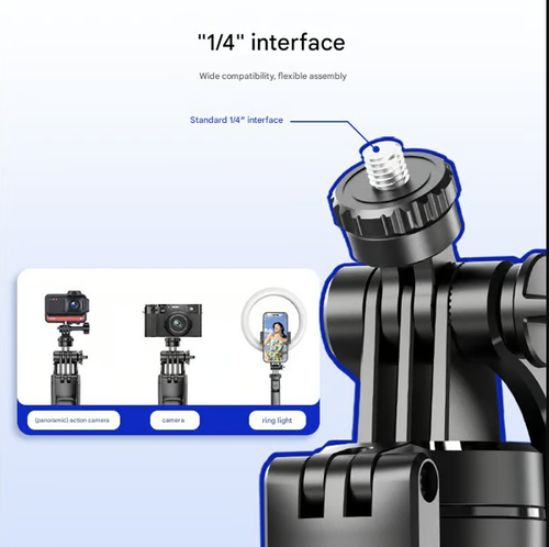 📹📱2-in-1 Tripod & Selfie Stick - Master Every Move,BLACK SELFIE STICK