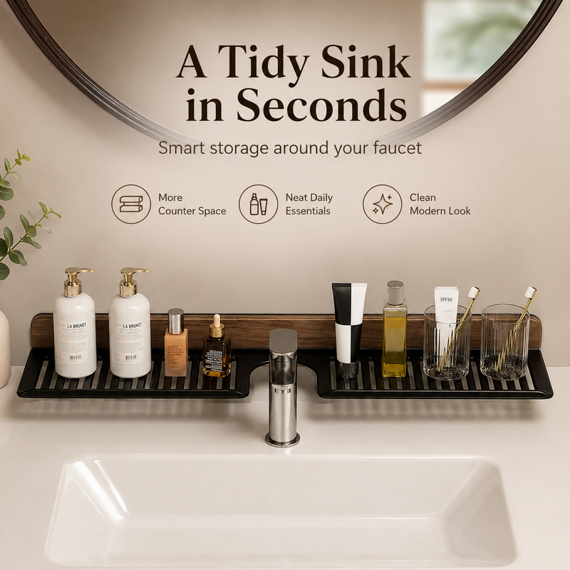 🛁 COD Free Shipping | 60cm Bathroom Sink Shelf Over Faucet No-Drill Vanity Organizer for Toiletries | Pay on Delivery
