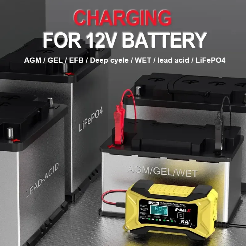 12V Smart Battery Charger with Pulse Repair Fast Charging for Car Motorcycle and AGM Batteries in Kenya