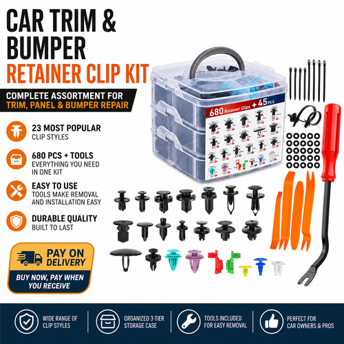 680PCS Car Retainer Clips Kit with Trim Removal Tools | Auto Fastener Set