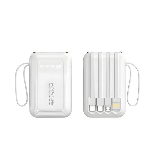 10000mAh Multifunction Portable Power Bank Charger with Built-in Cables Lanyard and Dual LED Lights