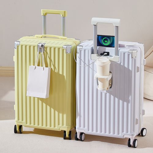 Business Travel Luggage Set 2 Piece ABS Hardshell Lightweight Spinner Carry-On Suitcases USB Port 4 Wheel Trolley Bag