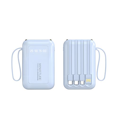 10000mAh Multifunction Portable Power Bank Charger with Built-in Cables Lanyard and Dual LED Lights