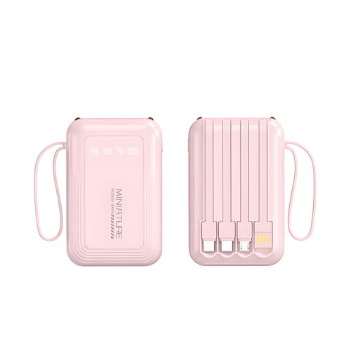 10000mAh Multifunction Portable Power Bank Charger with Built-in Cables Lanyard and Dual LED Lights