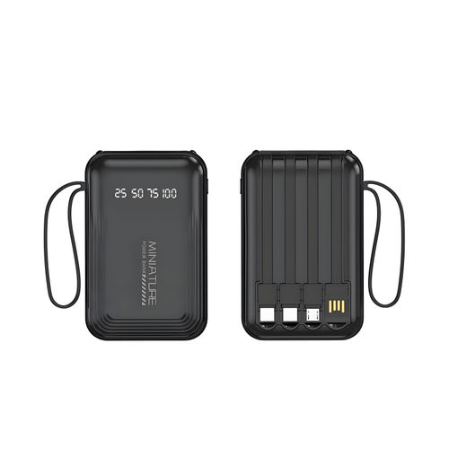 10000mAh Multifunction Portable Power Bank Charger with Built-in Cables Lanyard and Dual LED Lights