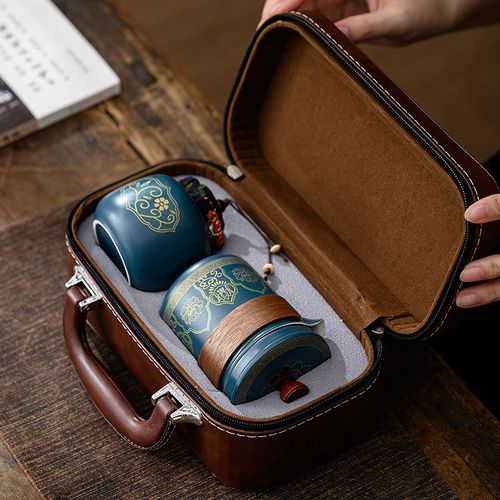 Portable Eco-Friendly Ceramic Tea Set Kung Fu Express Cup Gift Box Travel Outdoor Camping Business Annual