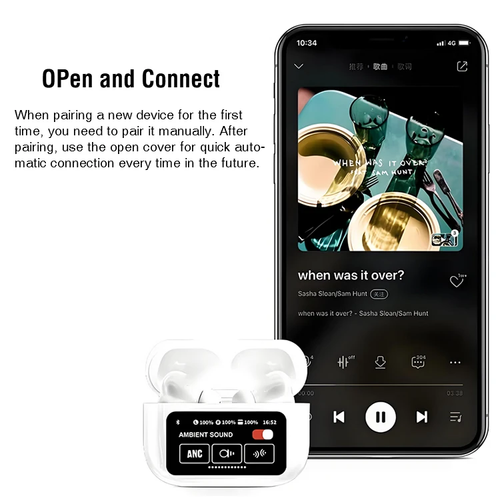 A9 PRO ANC+ENC Wireless Earphone Digital Display LED Screen Touch Control Wireless Gaming Earbuds Passed CE ROHS