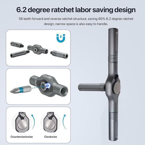 DEEOEE 24-in-1 Magnetic Rotary Ratchet Screwdriver Set | Multi-function Repair Tool with Detachable Handle for DIY & Professional Use
