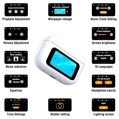 A9 PRO ANC+ENC Wireless Earphone Digital Display LED Screen Touch Control Wireless Gaming Earbuds Passed CE ROHS