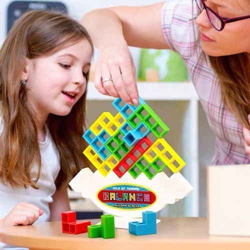 🎉Big Sale 🎉64 Pcs Russian Building Blocks Tower Stack Attack Games Stacking Block Puzzle Toy Board Game Balance Building Block Toy