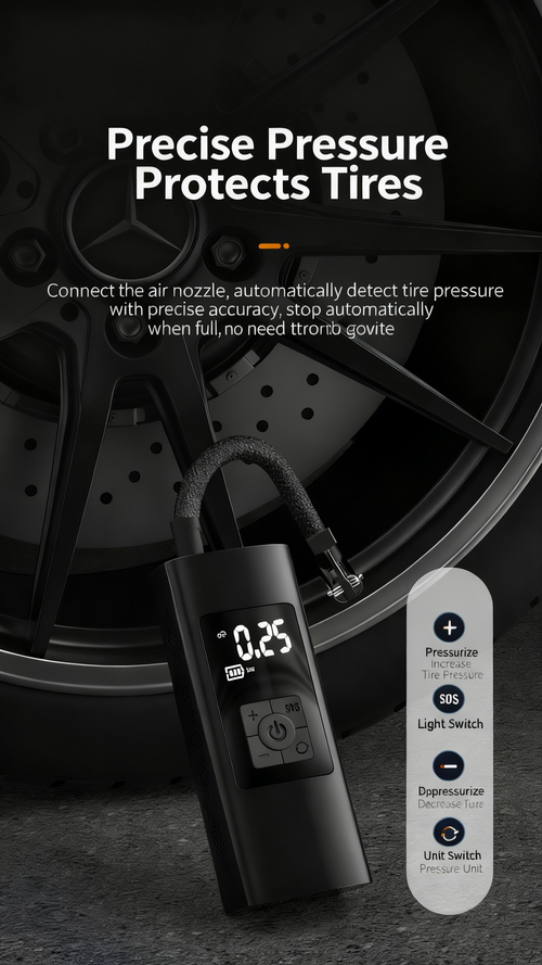 Tire Inflator Portable Air Compressor, 2X Faster Inflation Cordless Air Compressor, Electric Air Pump for Car Tires with 6000 mAh Battery Capacity