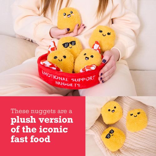 Emotional Support Chicken Nuggets by Relatable, Cuddly Plush Toys and Stuffed Animals, Includes 5 Plushies with Basket, Funny or Cute Holiday Stocking Stuffer