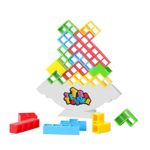 🎉Big Sale 🎉64 Pcs Russian Building Blocks Tower Stack Attack Games Stacking Block Puzzle Toy Board Game Balance Building Block Toy