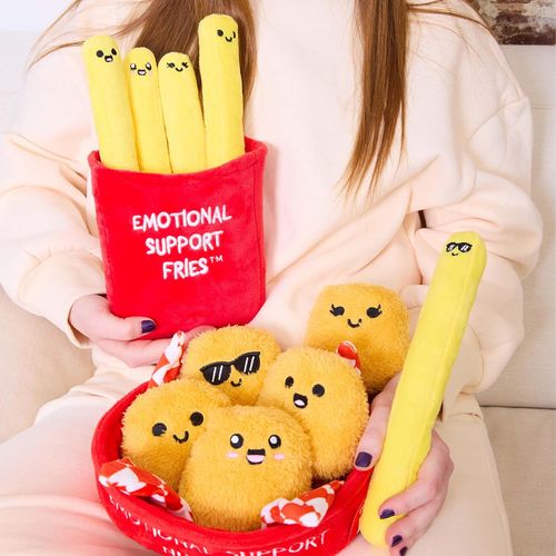 Emotional Support Chicken Nuggets by Relatable, Cuddly Plush Toys and Stuffed Animals, Includes 5 Plushies with Basket, Funny or Cute Holiday Stocking Stuffer