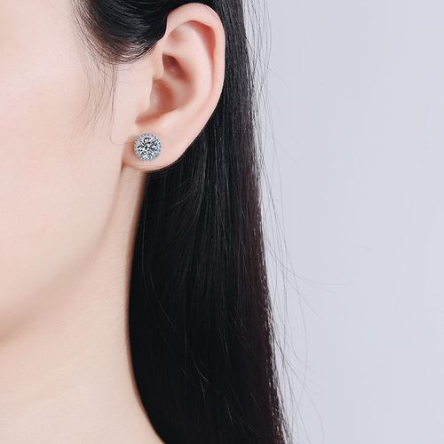 Delzzad Halo Stud Earrings Lab-Created Moissanite Earring S925 Sterling Silver Moissanite Jewelry Perfect Birthday Mother s Day Christmas Gift for Men Women Wedding Set