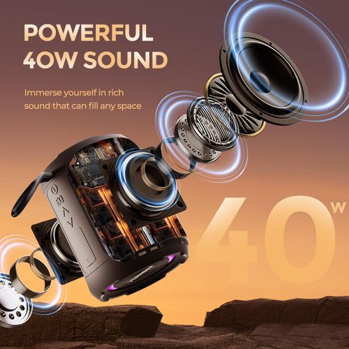Portable Bluetooth Speaker with Stereo IPX7 Waterproof  Bluetooth 5.3 with 4 in 1 BT Aux TF Card U Disk Input  40W Wireless Speaker for Outdoor Home Party Electronic Gadgets