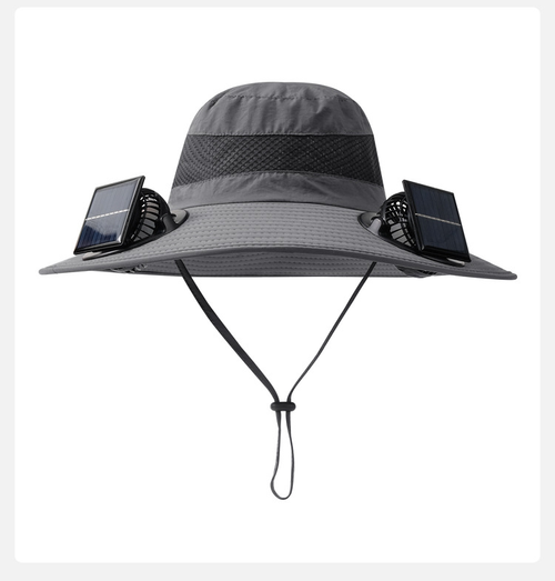 HIgh Quality Wide Brimmed Sun Hat Solar Charging Fan Cooling Cap Outdoor Hiking Breathable Mesh Drying Polyester Fisherman Hat