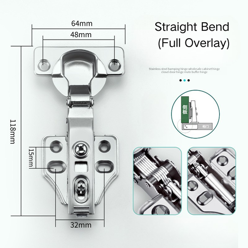4 Packs Full Overlay Cabinet Door Hinges,105 Degree Adjustable Concealed Kitchen Cabinet Hinges Soft Close for Face Frame Cabinet