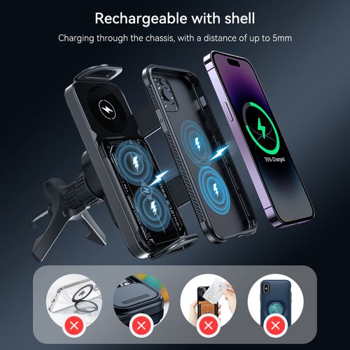 Trending New Products Electronic Gadgets 15W Anti Shake 360 Rotation Folding Screen Car Wireless Charger Pad Holder for iPhone