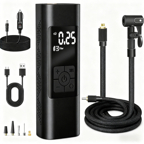 Tire Inflator Portable Air Compressor, 2X Faster Inflation Cordless Air Compressor, Electric Air Pump for Car Tires with 6000 mAh Battery Capacity