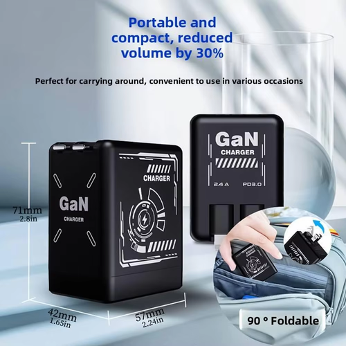 2 in 1 120W Dual Port Smart Protocol Fast Charging Mobile Phone Travel Charger with Coiled Cable